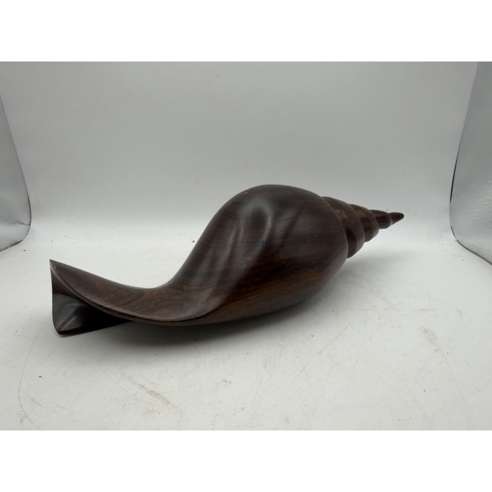 Vintage Carved Wood Conch Shell Sculpture Nautical Coastal Decor